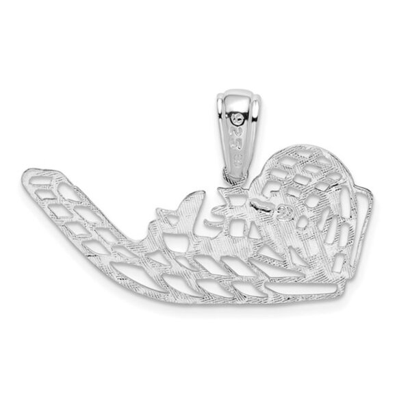 925 Sterling Silver RH Polished Airboat Pendant, Flat, Cut-out travel vehicle - Picture 5 of 7